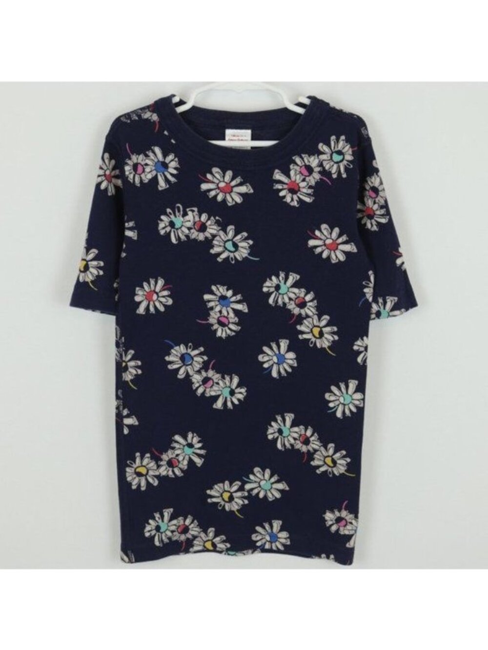 Hanna Andersson Kids Size 12 Blue Floral Cotton Crewneck Short Sleeve Pajama Top
